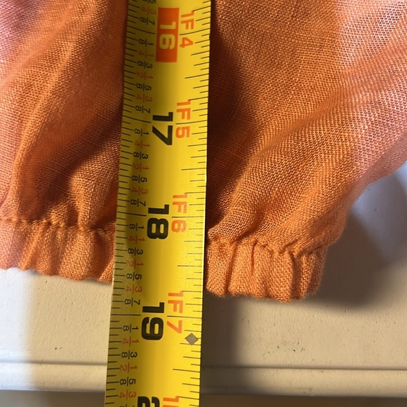 Bella Dahl Linen Cropped Neck Tie Long Sleeve Pullover Top Size Medium Beachy - Picture 8 of 9